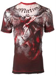 Mens TShirt Affliction Mens SS TShirt UPWARD Angel Wings RED STAIN Biker Vtg Gym tops S3XL7280732