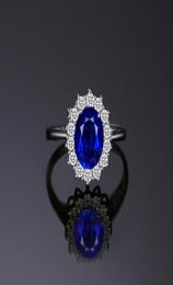 Blue Sapphire Engagement 925 Sterling Silver Ring Wedding jewelry desinger rings89107768016293