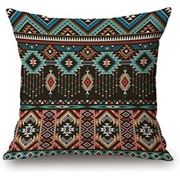 Pillow Retro Southwestern Ethnic Abstract Geometric Tribal Vintage Colourful Cotton Linen Case Decors For Sofa Couch18 X 18 Inch