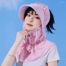 Scarves Pure Colour Women Sun Hat Casual Protection Anti-UV Face Veil Cap Climbing Big Brim Sunscreen Baseball Riding