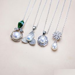 Jewelry Settings Pearl Pendant 925 Sliver 10 Styles Necklace For Women Girl Fashion Diy Wedding Gift Drop Delivery Dhrb2