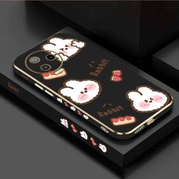 Rabbit Strawberry Luxury Plating Phone Case For Infinix Note 12pro 12 10 11Pro 10 Hot 11S 12 12 Play 10 Play 10S 10 Lite Cover