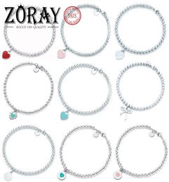 925 sterling silver round beads love ladies highend bracelet blue heart bracelet with original logo wholesale5464408