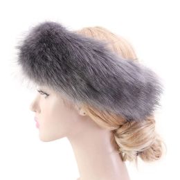 Fluffy Russian Faux Fur Headband Winter Warm Thick Hairbands Outdoor Ear Warmer Ski Cap Headwrap Windproof Elastic Hair Bands