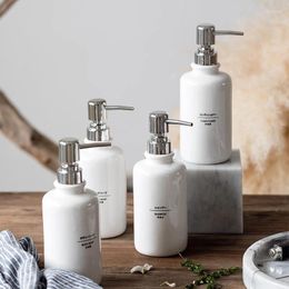 Liquid Soap Dispenser Nordic White Ceramic Bathroom Accessories Hand Sanitizer Bottles For Shampoo Shower Gel Bottle Holder