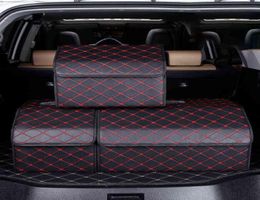 2PC Car Trunk Organiser Storage Box Waterproof Large Capacity Storage Bag Stowing Tidying Leather Folding Car Accessories Y2204144617766