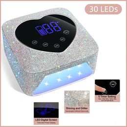 Rechargeable UV LED Nail Lamp Professional Cordless Dryer With Diamonds Elements Gel Polish Machine for Manicure 240401