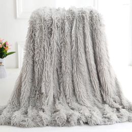 Blankets Thickened Fluffy Blanket Warm Spring Bedspread On The Bed Stitch Plaid Sofa Cover Double Side And Throws For Home Decor