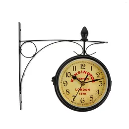 Wall Clocks Double Face Clock Home Decoration Norse Pendant Wrought Retro Hanging Digital Double-Sided Unique Wooden