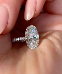 Big Oval Cut Zircon Ring Micro Paved CZ 925 Ring for Women Jewelry Silver Female Rings Wedding8314595