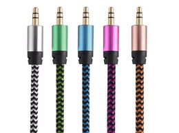Car o AUX Extention Cable Nylon Braided 3ft 1M wired Auxiliary Stereo Jack 3.5mm Male Lead for smart phone7298379