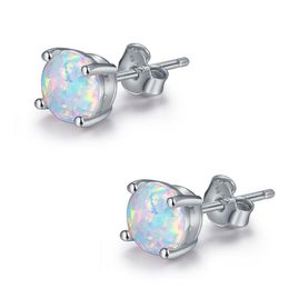 Stud Fashion Jewelry Opal Earrings For Women Fire 3-8Mm S925 Sterling Sier Filled Cute Wedding Gift Drop Delivery Dhgarden Dhyxo