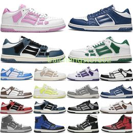 Designers Skel-Top Low Sports Casual Board Shoes For Men Women Lace-up Leather Fashion Bone Sneakers Black White Outdoor Trainers AmIrILyles shoes F2