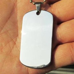 100pcslot Blank Stainless Steel Military Army Dog Tags Mirror surface laser engravable Fashion Men Pendants2043478