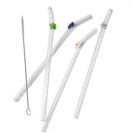 Drinking Straws Glass Straw With Flower Shatter-proof Party Supplies And Favors For Games Night Club Pool Parties Home Use