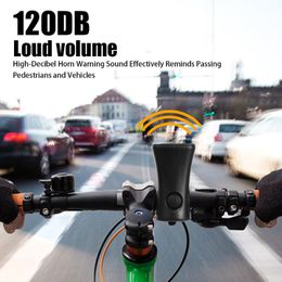 Bike Electronic Loud Horn 120dB Bicycle Electric Bell Horn Waterproof Warning Safety Siren for Mountain Bike Scooter Accessory