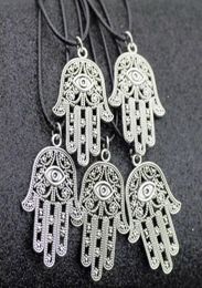 Jewelry Whole Lots 50pcs Vintage Lucky Alloy Fatima hand Hamsa Pendants Charms Amulet Evil Eye Necklaces Gift for men women HJ5810635