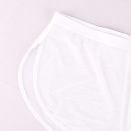 Mens Boxers Breathable Mesh Underpants Soild Low Waist See Through Boxer With Large Split Sexy Hombre Elephant Bulge Panties