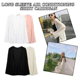 Scarves Polyester Summer Knitted Cardigan Simple Solid Colour Long Sleeve Smock Top Air-Conditioning Shirt Women