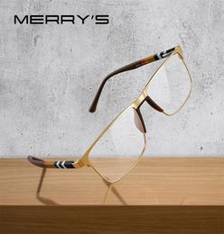 MERRYS DESIGN Men Luxury Square Glasses Frame Business Alloy Eyewear Acetate Legs Myopia Prescription Eyeglasses S2255 2208197845642