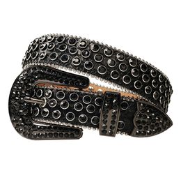 Vintage Western Rhinestones Belt Removable Buckle Cowboy Cowgirl Bling Leather Crystal Studded Belt For Women Men6802057