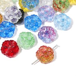 10pcs/lot 15MM Flower Lampwork Crystal Glass Spacer Beads for Jewellery Making Findings Handmade Diy Bracelet Necklace Accessory