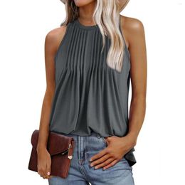 Women's T Shirts Y2k Elegant Fashion Printed Women Blouses And Tops 2024 Round Collar Summer Sleeveless & Ropa Mujer