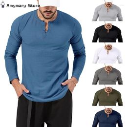 Men's T Shirts Solid Colour Stand Collar Long Sleeve T-shirt Spring Leisure Sports Bottoming Shirt High Quality Pullover Top