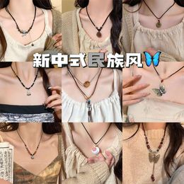 New Chinese Zen Necklace Versatile and for Women Advanced National Style Collar Chain Ancient Design Accessories