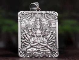Vintage ThousandHand Avalokitesvara Pendant Rat Male Zodiac Buddha Large Amulet Necklace Male Gift Accessories300d6912334