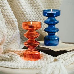 Candle Holders Retro Colourful Glass Holder Home Decoration Ornaments Wedding Table Handmade Crafts Candlestick Gifts