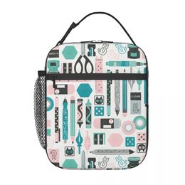 Back To School Pattern Insulated Lunch Bags Teacher Pencils Stationery Love Portable Cooler Thermal Food Lunch Box Kids Children