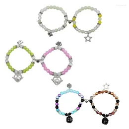 Strand Y1UB Y2K Matching Bracelets Crystal Star Couple Bracelet Bangles Elastic Beaded Chain