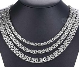 Chains 7911mm Stainless Steel Necklace For Men Women Flat Byzantine Link Chain Fashion Jewellery Gifts LKNN148286249