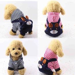 Dog Apparel 1PC Clothes Cute Bear Pet Puppy Costume With Hat Small Casual Wears Cat Clothing Coral Fleece Jumpsuit