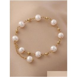 Chain Link Bracelets Natural Stone Bamboo Joint Splicing Pearl Bracelet With Unique Design High-Grade Fashion Jewelry. Drop Delivery J Otgxe