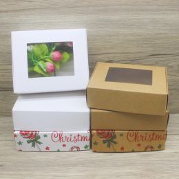 10pcs more size gifts box with window Marbling pattern paper christmas gifts package box candy wedding Favours party supplies