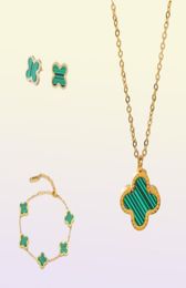 Designer pendant Jewellery female necklace bracelet earrings 3piece set made of stainless steel 18K gold whole2815043