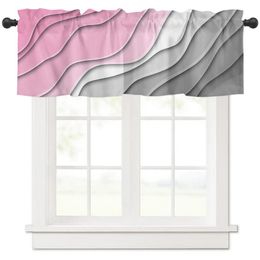Short Curtain Ocean Wave Gradient Window Curtain Valance Decorative Sunshade for Kitchen Bathroom Bedroom Windows Rod Valance