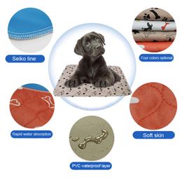 Waterproof Dog Pet Diaper Mat Reusable 3 Layer Absorbent Dog Bed Cat Diaper Pad Bone Paw Print Seat Cover Mat for Sofa Bed Floor