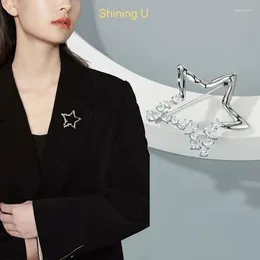 Brooches Shining U Zircon Star Brooch For Women Men Simple Fashion Accessory Suit Gift
