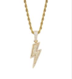 Lced Out Bling Light Pendant Necklace With Rope Chain Copper Material Cubic Zircon Men Hip Hop Jewelry locket necklaces for women5021423