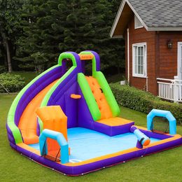 Inflatable Football Field Near Me Kids Sports Park Playhouse Double Soccer Goal Water Park Playground Slide Castle with Pool for Party Outdoor Play Summer Games Toys