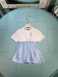 Popular girls partydress Up-down splicing design baby skirt Size 90-150 CM kids designer clothes summer Princess dress 24April
