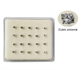 925 sterling silver round cubic zirconia nose stud piercing nariz jewelry 20pcspack3759764