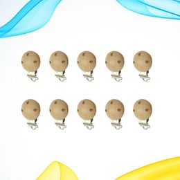 10 Pcs Baby Pacifier Clips Holes Badge Soothers Wood Reusable Accessories Wooden