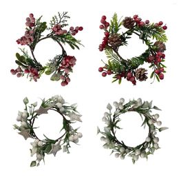 Decorative Flowers Christmas Candle Ring Winter Wreath Decor Decoration Door For Farmhouse Xmas Wall Wedding Outside