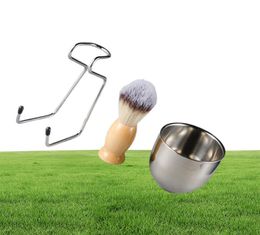 Men's Shaving Brush Set Badger Hair Wood Handle Stainless Steel Bowl Barber Men Facial Beard Cleaning Shave Tool HHA11844021702