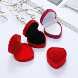 Colour Corduroy Heart-shaped Jewellery Box Single Ring/ Necklace box Velvet Jewellery Boxes and Packaging