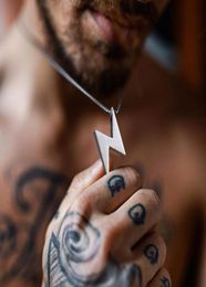 Men Grey Lightning Pendant Necklace Stainless Steel Bolt Thunder Flash Charm Male Jewellery 20 24 inch6515060
